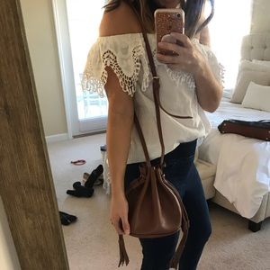 Small Brown Bucket Bag w/Tassels *like new*